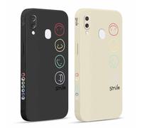 Pnakqil 2 Piezas Funda para Samsung Galaxy A20e 5,8", Carcasa Silicona Protección con Cámara Suave Mujer Cara Sonriente Cover Moda Cute Fundas Arañazos TPU Ultrafina Regalo Proteger Caso