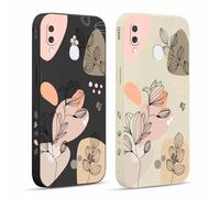 Pnakqil 2 Piezas Funda para Samsung Galaxy A20e 5,8", Flores y Hojas Creativas Dibujos Fundas Estética TPU Ultrafina Proteger Caso Silicona Protección Cover con Cámara Suave Carcasa