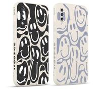 Pnakqil 2 Piezas Funda para Samsung Galaxy A50/A30S/A50s 6.4",Funny Cute Sonrisa Face Grimace Cara Sonriente Fundas Estética TPU Ultrafina Proteger Caso Cámara Suave Carcasa Silicona Protección Cover