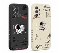 Pnakqil 2 Piezas Funda para Samsung Galaxy A52 / A52s 5G 6,5", Lindo Astronauta con Fórmula Dibujos Estética Estampado Diseño Carcasa Proteger Caso con Cámara Suave Fina Silicona Protección Cover Case