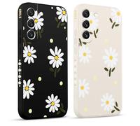 Pnakqil 2 Piezas Funda para Samsung Galaxy S22 5G 6,1", Flores Lindo Patrón Margarita Dibujos Estética Carcasa TPU Proteger Caso Silicona Protección Cover con Cámara Ultrafina Suave, Crisantemo