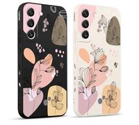 Pnakqil 2 Piezas Funda para Samsung Galaxy S22 5G 6,1", Flores y Hojas Creativas Dibujos Fundas Estética TPU Ultrafina Proteger Caso Silicona Protección Cover con Cámara Suave Carcasa