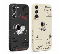 Pnakqil 2 Piezas Funda para Samsung Galaxy S22 5G 6,1", Lindo Astronauta con Fórmula Dibujos Estética Estampado Diseño Carcasa Proteger Caso con Cámara Suave Fina Silicona Protección Cover Case