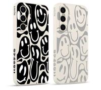 Pnakqil 2 Piezas Funda para Samsung Galaxy S24+ /S24 Plus 5G,Funny Cute Sonrisa Face Grimace Cara Sonriente Carcasa Estética TPU Ultrafina Proteger Caso con Cámara Suave Silicona Protección Case