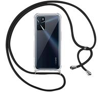 Pnakqil Funda con Cuerda para OPPO A16/A16s/A54s 6.52" Carcasa Transparente Suave TPU Silicona Case con Negro Colgante Cordon Colgar Collar Correa de Cuello Cadena Cordón para OPPO A16s/A54s Fundas