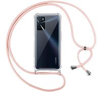 Pnakqil Funda para OPPO A16/A16s/A54s con Cuerda, Carcasa Transparente Silicona Colgar Collar Correa de Cuello Cadena Cordón para OPPO A16/A16s/A54s 6.52" Fundas, Rosa