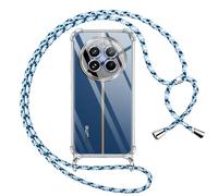 Pnakqil Funda para Realme 12 Pro/Realme 12 Pro Plus 5G con Cuerda, Carcasa Transparente Silicona Colgar Collar Correa de Cuello Cadena Cordón para Realme 12Pro 6.7" Fundas, Cordón Ajustable [Azul]