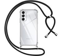 Pnakqil Funda para Samsung Galaxy A05s con Cuerda, Carcasa Transparente Silicona Colgar Collar Correa de Cuello Cadena Cordón para Samsung A05s 6.7" Fundas, Negro