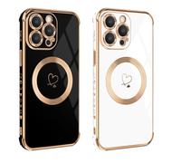 Pnakqil Magnética Funda para iPhone 12 Pro MAX, Compatible con MagSafe, Patrón de Corazón Carcasa, Silicone TPU Soft Case Resistente para iPhone 12 Pro MAX 6.7",[2-Pack] Negro y Blanco