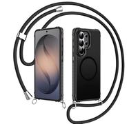 Pnakqil Magnética Funda para Samsung S26 Ultra con Cuerda, Compatible con MagSafe, Carcasa Translúcida Mate Silicona Antigolpes Case con Ajustable Cordon Colgante para Samsung Galaxy S26 Ultra, Negro