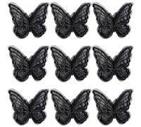 Pndeyo 10 pinzas de pelo de mariposa para mujer, antideslizantes, bordadas, de doble capa, accesorios para cabello largo, corto, rizado, ondulado, liso, color negro