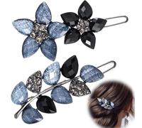 Pndeyo 2 horquillas para el pelo de cristal vintage para mujer, pasadores de pelo con diamantes de imitación brillantes, accesorios decorativos para el cabello de boda, para cabello largo, corto,