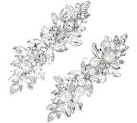 Pndeyo 2 pinzas para el pelo con diamantes de imitación para mujer, antideslizantes, flores francesas, accesorios para el cabello con perlas de cristal brillante, accesorios para el cabello para