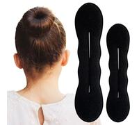 Pndeyo 2 unidades para hacer moños de pelo para mujer, rizador antideslizante para moños, accesorios de peinado para cabello largo, fino, rizado, liso, ondulado, color negro