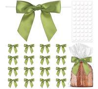 Pndeyo 20 lazos de lazo para manualidades, lazo pequeño prefabricado de 3.5 pulgadas, lazo de cinta de satén para envolver regalos, panadería, bolsa de dulces, Navidad, Halloween, boda, despedida de