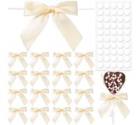 Pndeyo 20 lazos de lazo para manualidades, lazo pequeño prefabricado de 3.5 pulgadas, lazo de cinta de satén para envolver regalos, panadería, bolsa de dulces, Navidad, Halloween, boda, despedida de