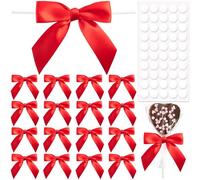 Pndeyo 20 lazos de lazo para manualidades, lazo pequeño prefabricado de 3.5 pulgadas, lazo de cinta de satén para envolver regalos, panadería, bolsa de dulces, Navidad, Halloween, boda, despedida de