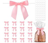 Pndeyo 20 lazos rosados para manualidades, lazo pequeño de regalo prefabricado de 3.5 pulgadas, lazo de satén para envolver regalos, panadería, dulces, Navidad, boda, fiesta, día de la madre,