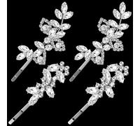 Pndeyo 4 pinzas para el pelo con diamantes de imitación brillantes para mujer, antideslizantes, de aleación francesa, con forma de hoja, accesorios para cabello largo, medio, liso, ondulado, rizado,