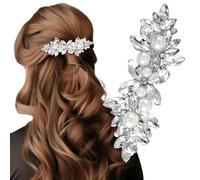Pndeyo Horquillas para el pelo con diamantes de imitación brillantes para mujer, antideslizantes, flores francesas, pasadores de pelo para novia, perlas de cristal brillante, accesorios decorativos