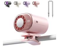 Pnedeodm 2026 Car Clip on Air Conditioner Fan with Led Display, 360° Rotatable Car Fan USB Rechargeable for Backseat & Dashboard, 199 Speeds Adjustable, Quiet Cooling for Vehicle,Truck,Home (Pink)
