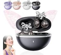 Pnedeodm 2026 New Clip on Earbuds with Earrings, Luxury Butterfly Clip-On Open-Ear Headphones with Al Noise Cancelling, Wireless 6.0 Bluetooth Earbuds for Sports & Workouts (Black)