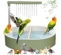 Pnedeodm Bird Shower Bath,Automatic Parrot Bird Bath, Rechargeable Circulating Water Bird Bath for Cage, Electric Parrot Baths Tub for Small & Medium Birds (Green)