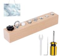Pnedeodm Educational Screw-Tightening Busy Board, Activity Board with Wooden Screwdriver Set,Fine Motor Skills Learning Toy for Hand Eye Coordination (8-Hole Screw Set)