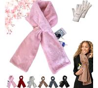 Pnedeodm Faux Fur Scarf with Hidden Zipper Pocket, 2026 New Faux-Fur Pull Through Scarf Cozy Wrap Secure Concealed Storage for Cell Phone and Valuables, Winter Soft Scarf with Pockets Women (Pink)