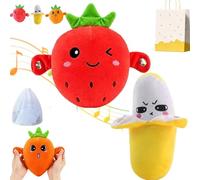 Pnedeodm Interactive Music Plush Toy, Touch-Sensor Soft Interactive Figure for Kids, Fun & Playful Sound-Activated Toys, Touch-Sensitive Banana & Fruit Plush Musical Sensory Toy (2Pcs-A)