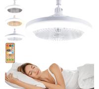 Pnedeodm LED Ceiling Fans with Remote Control, Bladeless Socket Fan with Light, 3-Speed & Brightness Adjustable Ceiling Fan Light, Dimmable LED Fan Lamp for Kitchen, Bedroom, And Small Rooms (White)