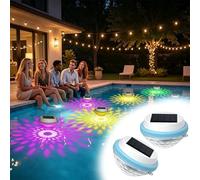 Pnedeodm LED Solar Floating Pool Light for Inground and Above Ground Pools - Rgb Color Changing Pool Floating Light, Ip68 Waterproof Solar Pond Light for Outdoor Decor,Parties and Ponds (2Pcs)