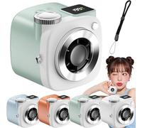 Pnedeodm Mini Camera Shaped Portable Fan with Lanyard,199-Speed Rechargeable Handheld Neck Fan, Personal Cooling Wind Relief for Adults,Quiet Pocket Desk Fan for Travel Office (Green)