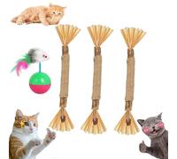 Pnedeodm Natural Silvervine Dental Sticks, Silvervine Chew Sticks for Cat, Natural Cat Chew Toy for Teeth Cleaning, Catnip Toys Alternative Treat for Indoor Cats & Kitten (3pcs)