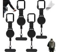 Pnedeodm Outdoor Anti-Theft Retractable Phone Lanyard, Retractable Phone Clip Tether for Skiing, Phone Wrist Strap Anti Theft Reel Security with Carabiner for Hiking Climbing Fishing Cycling (4Pcs)