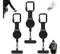 Pnedeodm Outdoor Anti-Theft Retractable Phone Lanyard, Retractable Phone Clip Tether for Skiing, Phone Wrist Strap Anti Theft Reel Security with Carabiner for Hiking Climbing Fishing Cycling (3Pcs)