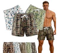 Pnedeodm Pack 3 Duck Hunting Camo Shorts - 5 Inch Inseam Camo Mesh Design, Outdoor Lightweight Breathable Wear for Men Women (FR/ES, Letras, M, Regular, Regular, B)