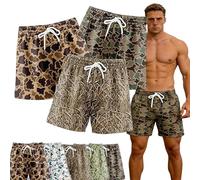 Pnedeodm Pack 3 Duck Hunting Camo Shorts - 5 Inch Inseam Camo Mesh Design, Outdoor Lightweight Breathable Wear for Men Women (FR/ES, Letras, S, Regular, Regular, A)
