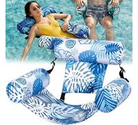 Pnedeodm Premium Inflatable Pool Chair & Pool Floats for Adults - Foldable Lilo Pool Inflatables with Mesh Support, Water Hammock Lounge for Beach, Lake, Tanning Pool & Summer Outdoor Toys (C)