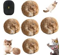 Pnedeodm Rabbit Fur Ball Cat Toy, 3.9-Inch Oversized Faux Rabbit Fur Catnip Interactive Cat Toy Balls, Enticing and Fun Soft Fluffy Cats Toy Ball for Chewing Playing (5Pcs)