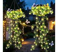 Pnedeodm Solar-Powered Hanging Milan Grass Light, Artificial Milan Grass Garden Hanging Ornaments,Ip65 Waterproof LED Solar Hanging String Lights for Patio Yard Porch Decor (2Pcs)