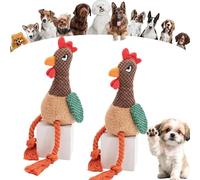 Pnedeodm Squeaky Plush Rooster Dog Toy, Interactive Squeaky Dog Toys for Large and Small Dogs, Durable Plush Chew Toy for Teething Dental Health and Boredom Relief Indoor &Outdoor Play (2Pcs Brown)
