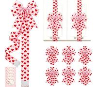 Pnedeodm Valentine's Day Pink Heart Large Bow Decoration, Valentines Day Cabinet Bows, Valentines Day Decorations - DIY Giant Wall Bows for Indoor Window Kitchen Decor and Party Supplies (6Pcs)