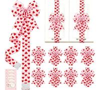 Pnedeodm Valentine's Day Pink Heart Large Bow Decoration, Valentines Day Cabinet Bows, Valentines Day Decorations - DIY Giant Wall Bows for Indoor Window Kitchen Decor and Party Supplies (8Pcs)