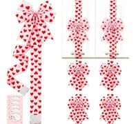 Pnedeodm Valentine's Day Pink Heart Large Bow Decoration, Valentines Day Cabinet Bows, Valentines Day Decorations - DIY Giant Wall Bows for Indoor Window Kitchen Decor and Party Supplies (4Pcs)