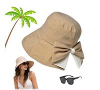 Pnedeodm Women's Bowknot Wide Brim Sun Hat UV Protection Summer Beach Hat, Women's Bowknot Wide Brim Sun Protective Hat, 360° Protection, for Travel and Outdoors (A)