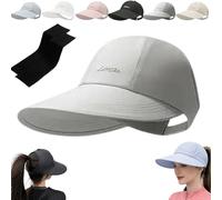 Pnedeodm Women's Wide Brim Sun Visor, Ponytail Friendly Summer Outdoor Hat, Outdoors Sports Golf Visor Beach Cap, Lightweight Protection Sport Tennis Visors for Beach, Hiking & Sports (Gray)