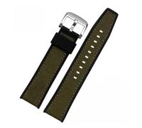 PNESHGTT Compatible con correa de hombre 22 mm Compatible Timex Citizen AW5005 IWC Correa reloj caucho nailon verde base silicona y piel vaca(Nylon A green steel)