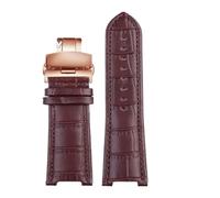 PNESHGTT Compatible con correa de reloj de piel de vaca MK Three Eyed PARKER Series MK2277 2425 2290 2281 2280 MK6985 6984 MK5354(Brown-rosegold B)