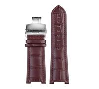 PNESHGTT Compatible con correa de reloj de piel de vaca MK Three Eyed PARKER Series MK2277 2425 2290 2281 2280 MK6985 6984 MK5354(Brown-silver B)
